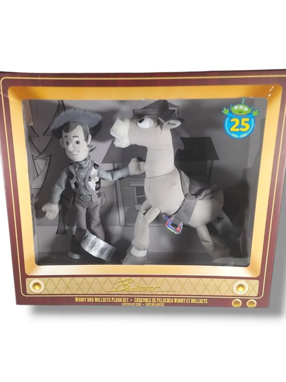New DISNEY Toy Story 25th Limited Ed. Woody & Bullseye Plush Set TV BOX